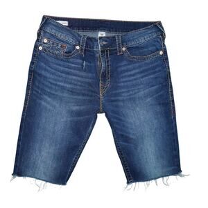 True Religion Geno Relaxed Slim Denim Shorts – Men's Size 36 – Cutoff Raw Hem